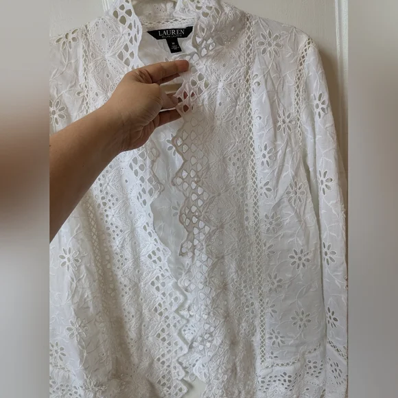 Ralph Lauren Broderie Anglaise Eyelet Jacket - Size M - Picture 8 of 10